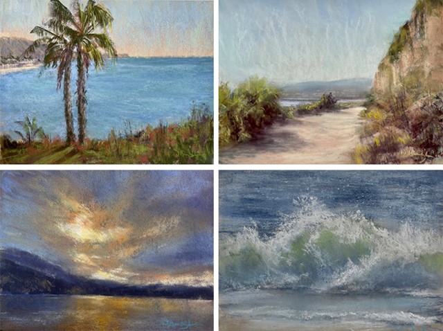 LOCA-Dawn-Buckingham–pastels Image of montage of 4 pastel painting by LOCA artist Dawn Buckingham